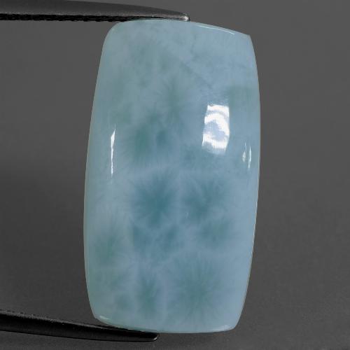 10.9ct Cushion Sky Blue Larimar from Dominican Republic, Dimension 21.1 x 11.6mm, Natural untreated Gemstone, Opaque Clarity, 1pc Cushion Cabochon Larimar, Mohs Hardness of 4.5 - 5, Photo A