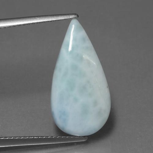 21 x 10,7mm birnenschliff blauer Larimar aus der Dominikanischen Republik, Gewicht von 5,31 ct, natürlicher Edelstein in Opaque Reinheit, 1 Stück birnenschliff Larimar - Farbe: Graublau, Mohs-Härte von 4,5 - 5, Photo A