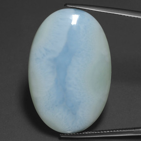 28.88 ct Blue Larimar Gemstone, Larimar Gem in Oval Cabochon Shape for Sale.