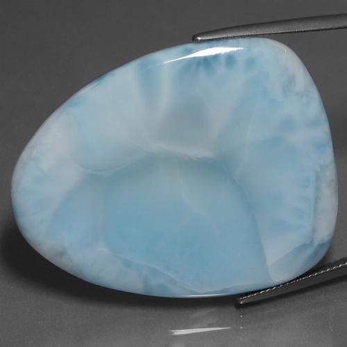 39.7 x 31.4mm Fancy Cabochon Blue Larimar from Dominican Republic, Weight of 64.62ct, Natural untreated Gemstone in Opaque Clarity, 1pc Larimar - Color: Baby Blue, Mohs Hardness of 4.5 - 5, Photo A