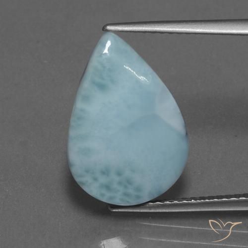7.69 ct Pear Larimar, 16.9 x 11.8 mm From the Dominican Republic, Photo A
