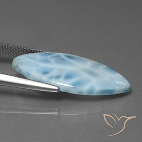 Larimar Gemstone in 30.8 x 15.9 mm Size for Sale, Larimar Stone in Baby Blue Color