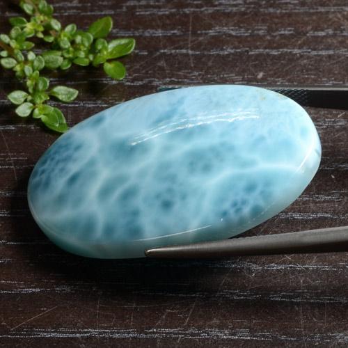 51.45 ct Blue Larimar Stone, Natural Larimar in Oval Cabochon Shape for Sale