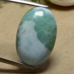 16.78 ct Green Larimar Gemstone, Larimar Gem in Oval Cabochon Shape for Sale.