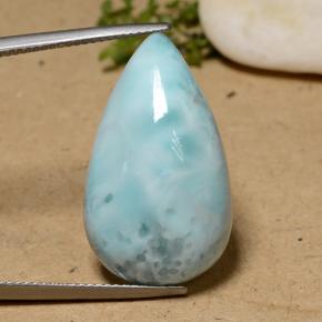22.75 ct Blue Larimar Gemstone, Larimar Gem in Pear Cabochon Shape for Sale.