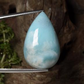 27.48 ct Blue Larimar Gemstone, Larimar Gem in Pear Cabochon Shape for Sale.