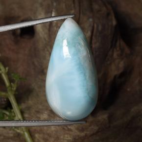 31.43 ct Blue Larimar Gemstone, Larimar Gem in Pear Cabochon Shape for Sale.