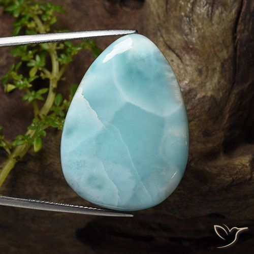 43.22 ct Pear Larimar, 33.3 x 24.1 mm From the Dominican Republic, Photo A
