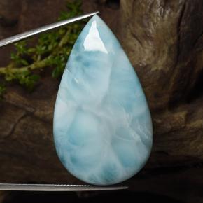 84.80 ct Blue Larimar Gemstone, Larimar Gem in Pear Cabochon Shape for Sale.