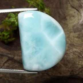 30.40 ct Green Larimar Gemstone, Larimar Gem in Half Moon Cabochon Shape for Sale.