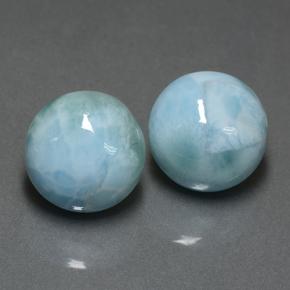 Himmerlblau Larimar Edelstein - 6.4ct Rund Cabochon (ID: 505534)
