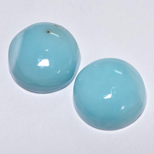 7.23 ctw Turquoise Larimar Gemstones, Larimar Gems in Round Cabochon Shape for Sale.