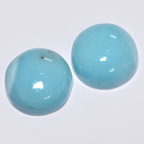7.23 ctw Turquoise Larimar Stones, Natural Larimar in Round Cabochon Shape for Sale
