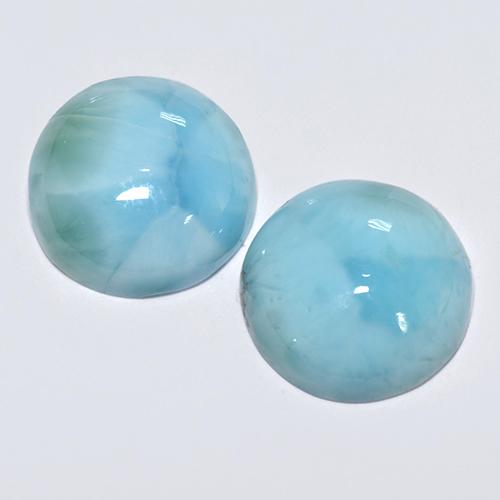 6.31 ctw Blue Larimar Gemstones, Larimar Gems in Round Cabochon Shape for Sale.