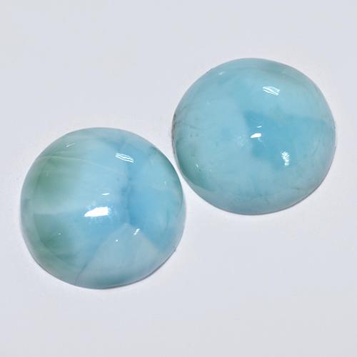 6.31 ctw Blue Larimar Stones, Natural Larimar in Round Cabochon Shape for Sale