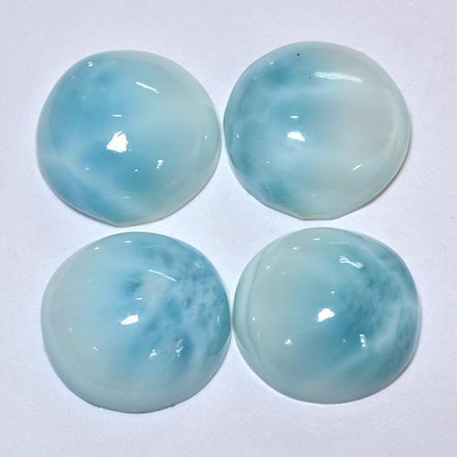 12.18 ctw Turquoise Larimar Gemstones, Larimar Gems in Round Cabochon Shape for Sale.
