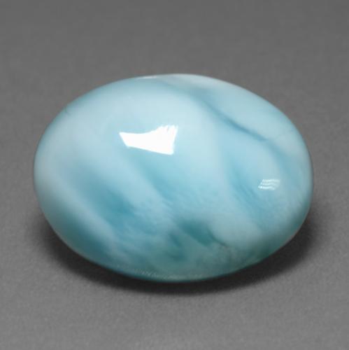 Verde bluastro chiaro Larimar Gem - 7.4ct Ovale cabochon (ID: 541943)