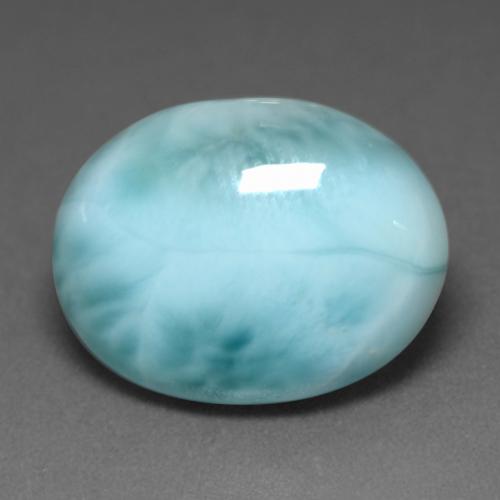 Bright Blue Green Larimar Gem - 7.7ct Oval Cabochon (ID: 541945)