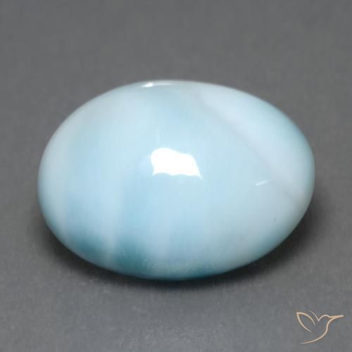 5.91 ct Blue Larimar Stone, Natural Larimar in Oval Cabochon Shape for Sale