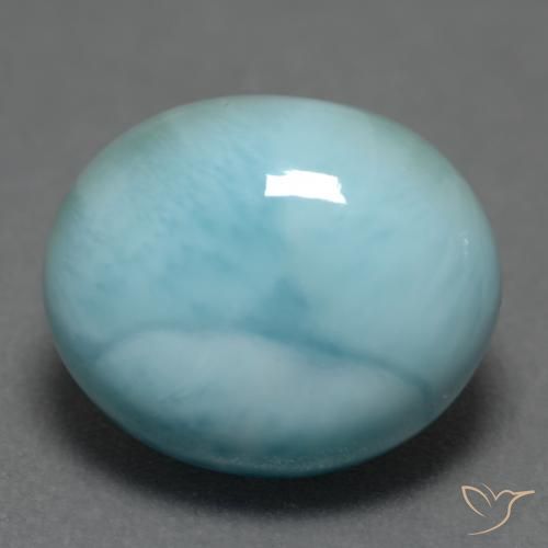 5.46 ct Oval Larimar, 12.1 x 10.1 mm From the Dominican Republic, Photo A