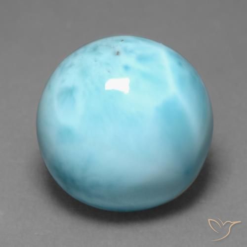 7.66ct Natural Light Greenish Blue Larimar, Round, Opaque