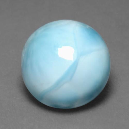 Larimar Azul Cabujón Redondo de 6.68 ct de República Dominicana, dimensión 11,8mm, piedra preciosa natural No tratado, claridad Opaco, Larimar de 1 pieza en color Azul agua, dureza Mohs de 4.5 - 5, Photo A