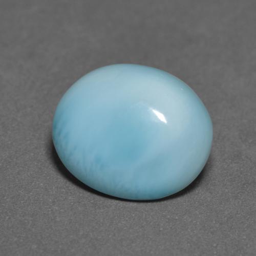 10.9 x 9mm Oval Blue Larimar from Dominican Republic, Weight of 2.63ct, Natural untreated Gemstone in Opaque Clarity, 1pc Oval Cabochon Larimar - Color: Yale Blue, Mohs Hardness of 4.5 - 5, Photo A