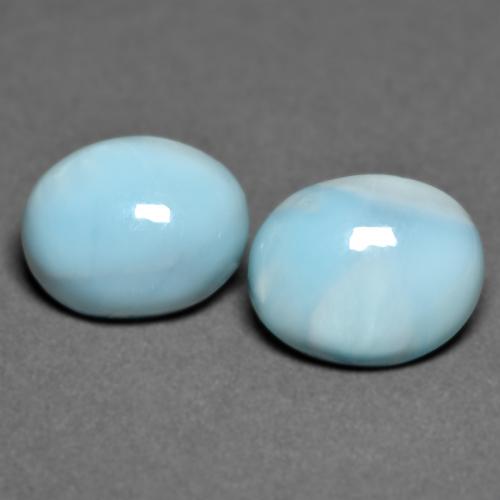 6.43 ctw Turquoise Larimar Gemstones, Larimar Gems in Oval Cabochon Shape for Sale.