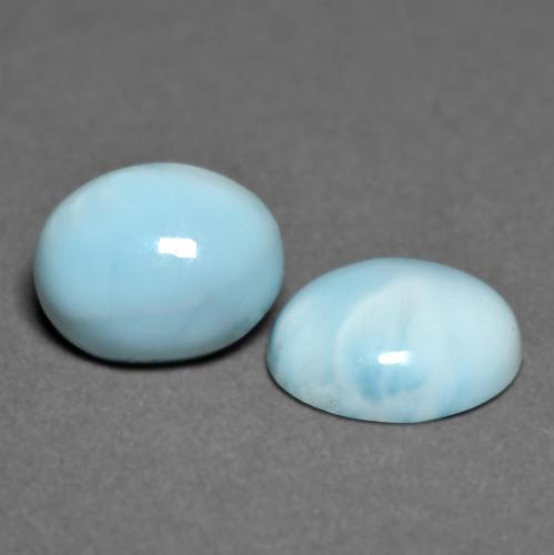 6.43 ctw Turquoise Larimar Stones, Natural Larimar in Oval Cabochon Shape for Sale