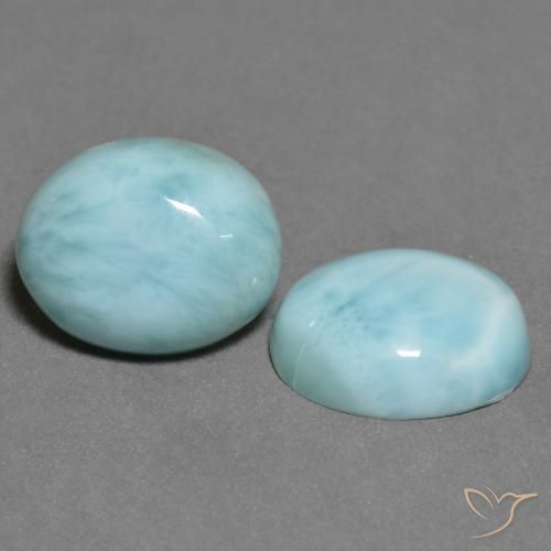 6.59 ctw Blue Larimar Stones, Natural Larimar in Oval Cabochon Shape for Sale