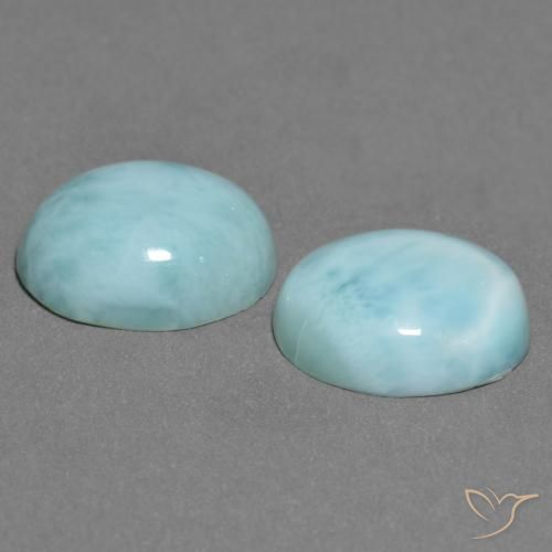 Larimar Gemstones in 11 x 9 mm (calibrated) Size for Sale, Larimar Stones in Sea Foam Blue Color