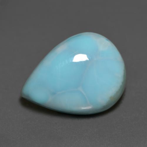 Verde azulado claro Larimar Gema - 8.8ct Cabujón Pera (ID: 597032)