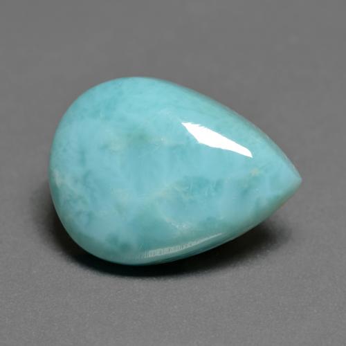 Bright Blue Green Larimar Gem - 7.5ct Pear Cabochon (ID: 597036)