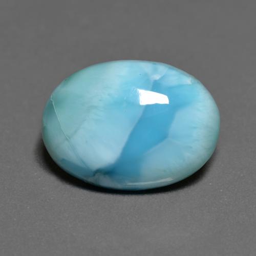 Light Blue Green Larimar Gem - 5.3ct Oval Cabochon (ID: 597039)