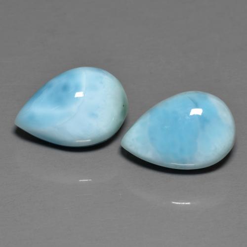 6.44 ctw Blue Larimar Gemstones, Larimar Gems in Pear Cabochon Shape for Sale.