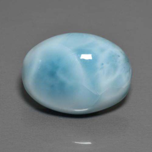 Light Greenish Blue Larimar Gem - 8.4ct Oval Cabochon (ID: 611711)