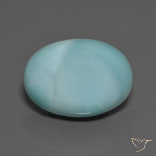 Larimar Bleu Ovale 14 x 10,1mm de République Dominicaine, poids de 5,28 ct, pierre gemme naturelle Non traité de pureté Opaque , 1 pièce Larimar oval cabochon, couleur : Bleu, dureté de Mohs de 4.5 à 5, Photo A