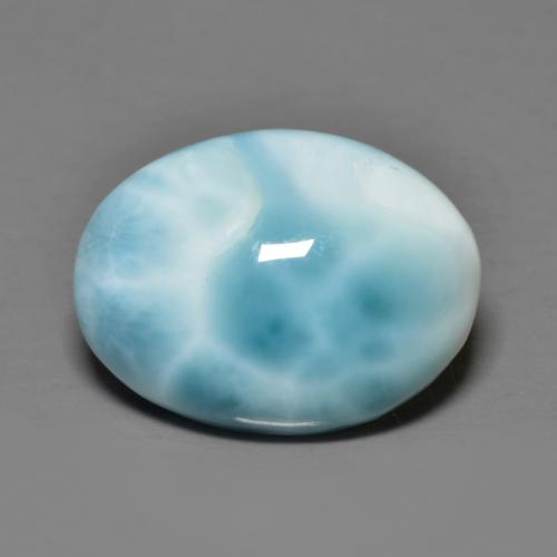 Light Greenish Blue Larimar Gem - 7.3ct Oval Cabochon (ID: 612037)
