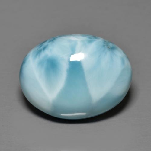 16.2 x 12.1mm Oval Cabochon Blue Larimar from Dominican Republic, Weight of 9.02ct, Natural untreated gemstone in Opaque Clarity, 1pc Larimar - the Color is Light Blue, Mohs Hardness of 4.5 - 5, Photo A