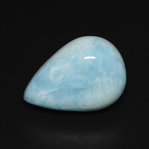 Larimar 14,1 x 10,1mm turchese Cabochon pera dalla Repubblica Dominicana, peso di 4,69 ct, gemma naturale non trattati in purezza Opaque, 1 pezzo Larimar - Colore: Blu brillante verde, durezza Mohs di 4,5 - 5, Photo A