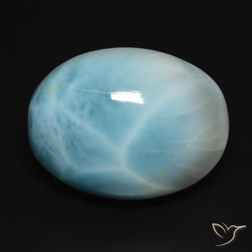18.26 ct Oval Larimar, 19.9 x 15.1 mm From the Dominican Republic, Photo A