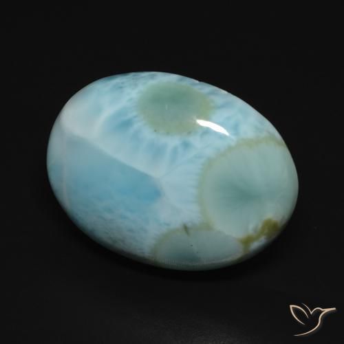 15.77 ct Blue Larimar Stone, Natural Larimar in Oval Cabochon Shape for Sale