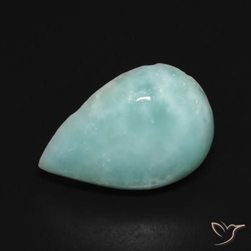 Larimar Bleu clair Poire 3,08 ct de République Dominicaine, Dimension 13 x 9mm, Pierre gemme naturelle Non traité, pureté Opaque , 1 pièce Larimar pear cabochon, dureté de Mohs de 4.5 à 5, Photo A