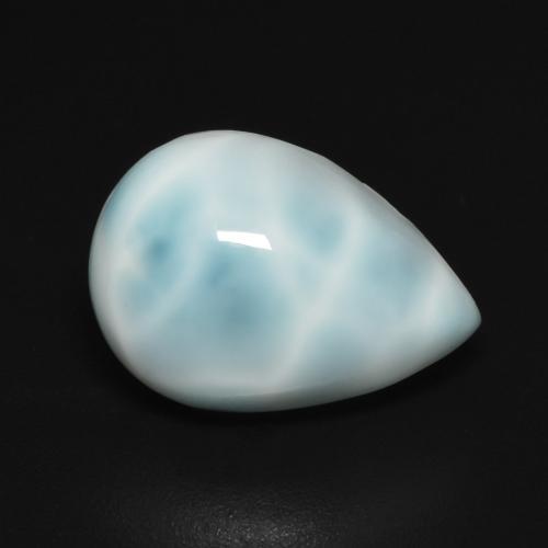 Larimar Turquoise Poire 12,1 x 10mm de République Dominicaine, poids de 5,95 ct, pierre gemme naturelle Non traité de pureté Opaque , 1 pièce Larimar pear cabochon, couleur : Bleu vert, dureté de Mohs de 4.5 à 5, Photo A