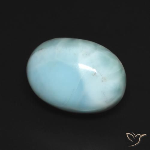 7.63 ct Turquoise Larimar Stone, Natural Larimar in Oval Cabochon Shape for Sale