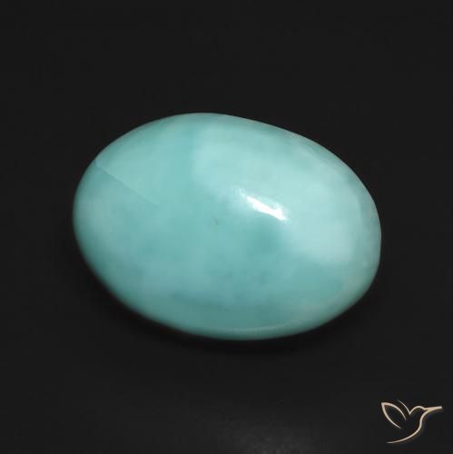6.76 ct Turquoise Larimar Stone, Natural Larimar in Oval Cabochon Shape for Sale