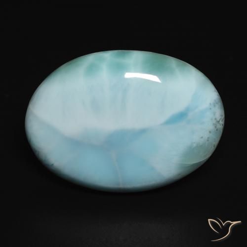12.47 ct Oval Larimar, 20.3 x 15.1 mm From the Dominican Republic, Photo A