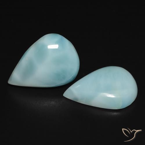7.32 ctw Turquoise Larimar Stones, Natural Larimar in Pear Cabochon Shape for Sale