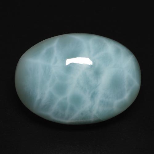 Larimar Azul verdoso claro Ovalada de 15.08 ct de República Dominicana, dimensión 18,1 x 13,1mm, piedra preciosa natural No tratado, claridad Opaco, Larimar Cabujón Óvalo de 1 pieza, dureza de Mohs de 4.5 - 5 , Photo A