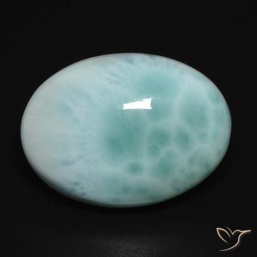 Larimar Turquoise Ovale 18,1 x 13,2mm de République Dominicaine, poids de 11,26 ct, pierre gemme naturelle Non traité de pureté Opaque , 1 pièce Larimar oval cabochon, couleur : Bleu vert, dureté de Mohs de 4.5 à 5, Photo A